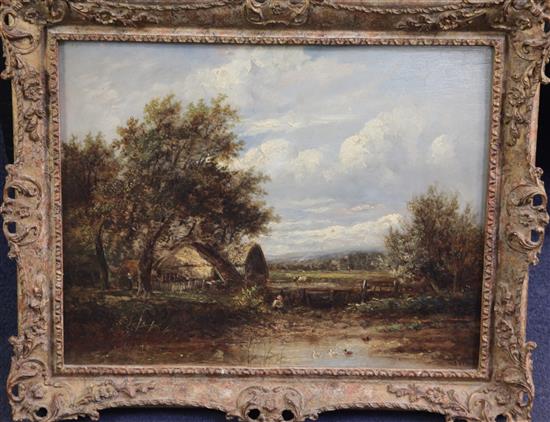 Joseph Thors (c.1835-1920) Angler in a landscape 12 x 15.5in.